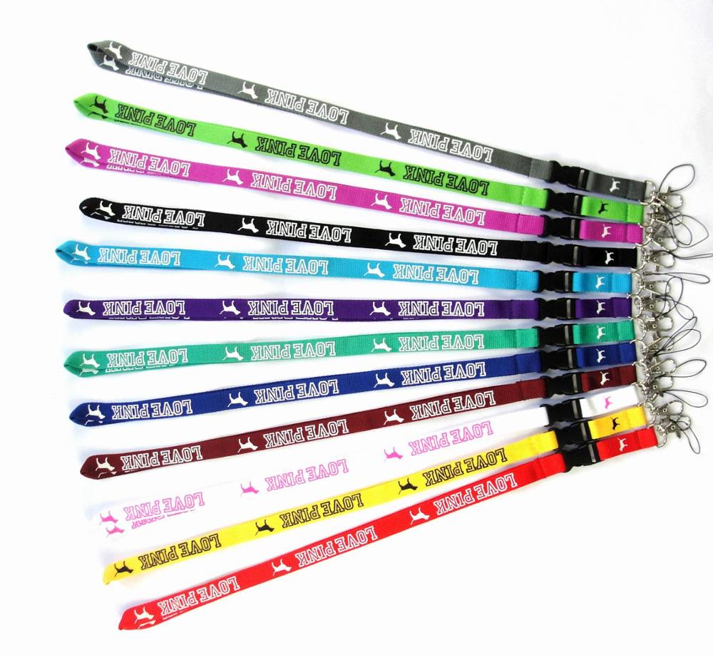 10pcs/lot 1.5cm*105cm Cellphone lanyard Straps Clothing Keys Chain ID cards Holder Detachable Buckle VS Love PINK Lanyards