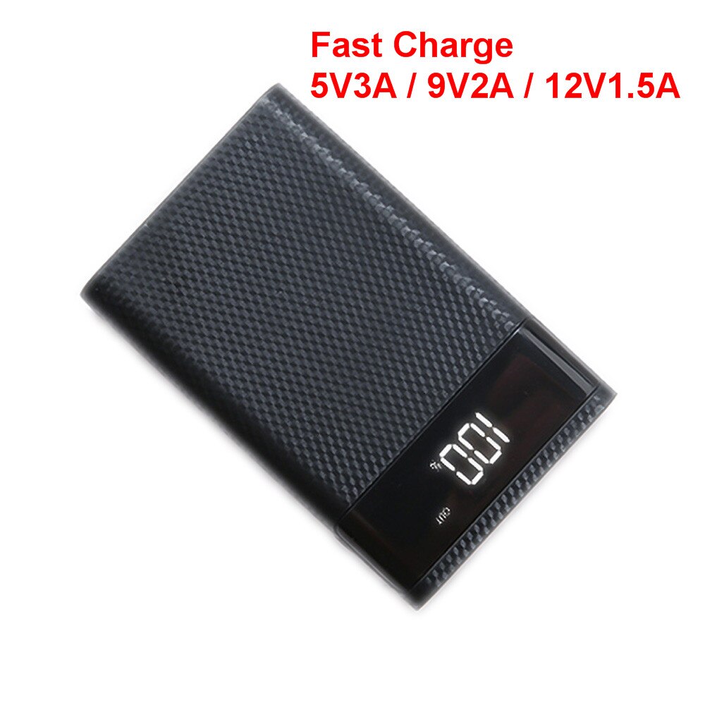 Fast Charge 4x18650 Power Bank Case Battery Storage Box 5V 2A Dual USB Type C Android Micro USB Interface For Smart Phones: Fast Charge Black