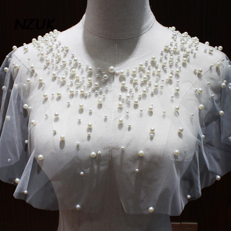 NZUK perle Tulle scialle da sposa bolero da sposa giacche per cappotto da festa nuziale coprispalle da donna top da sposa mantello da sposa