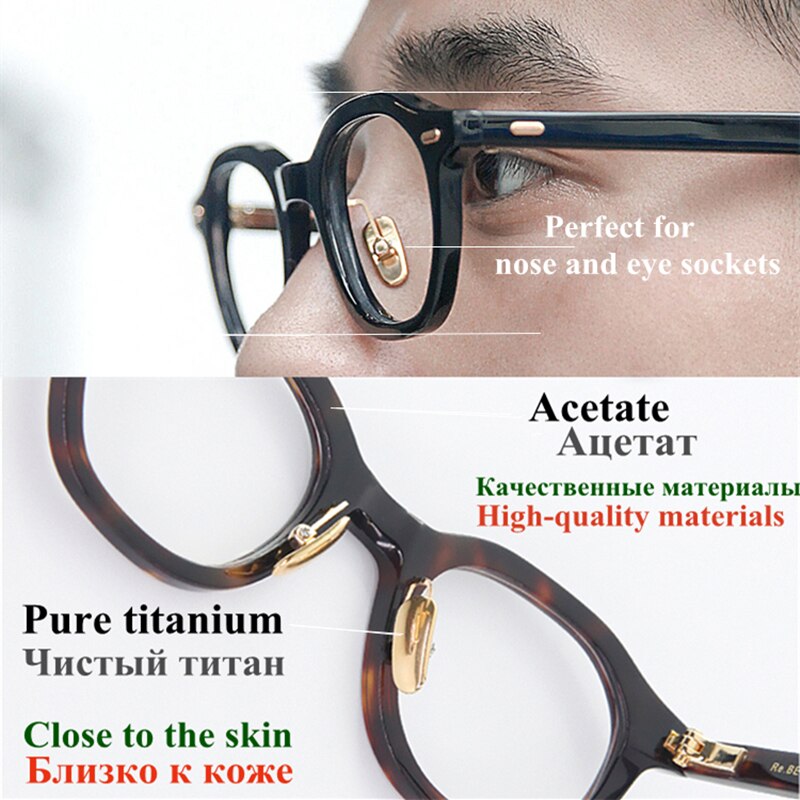 Acetate Leisure business Style Glasses Men Retro Vintage Prescription Glasses Women Optical Spectacle Frame polygon