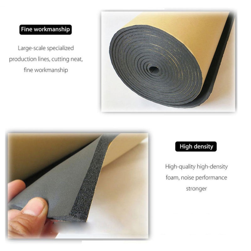 9x Auto Sound Proofing Deadener Sheet Mat Fire Wall Acoustic Dampening Foam 6mm Water resistant flame retardant Black 50*30cm