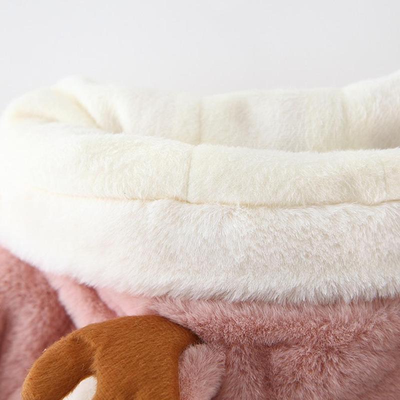 Abrigo coreano de algodón de dibujos animados para bebés y niñas, cálido abrigo de manga larga a la con costura con capucha, capa gruesa, chaquetas de lana