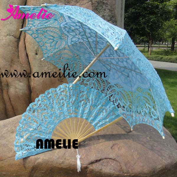 Belgische Bridal Paraplu En fan Kanten Parasol Wedding Set