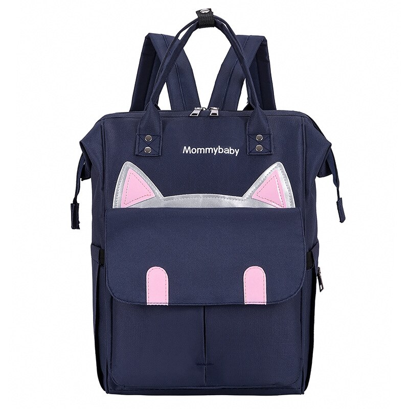 Nouvelle polyvalente grande capacité novice maman bébé sac mignon chat oreille maman sac: Dark Blue