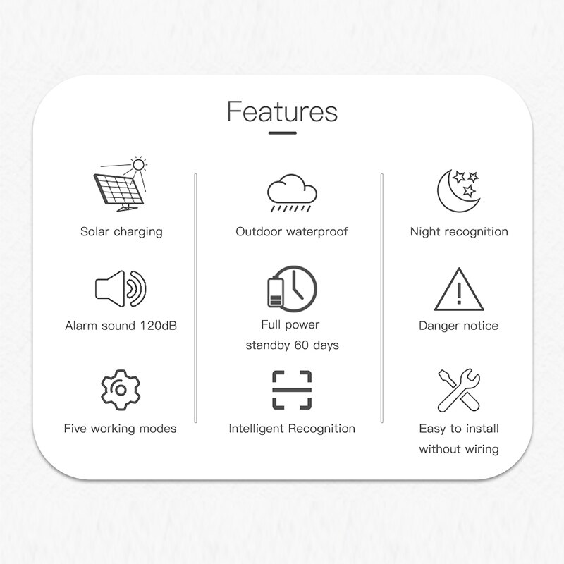 Infrared Alarm Solar Indoor and Outdoor Infrared Alarm 120dB Solar Energy Wireless Remote Control For Your Home Security System