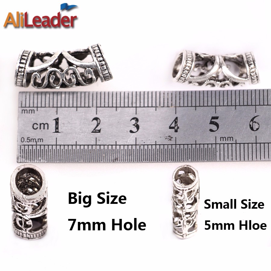 Alileader, cuentas de Rastas, cuentas de plata del Tíbet, brazaletes ajustables para trenza de pelo, 10 unidades/lote anillos para rastas, herramientas para cabello, trenzas de ganchillo