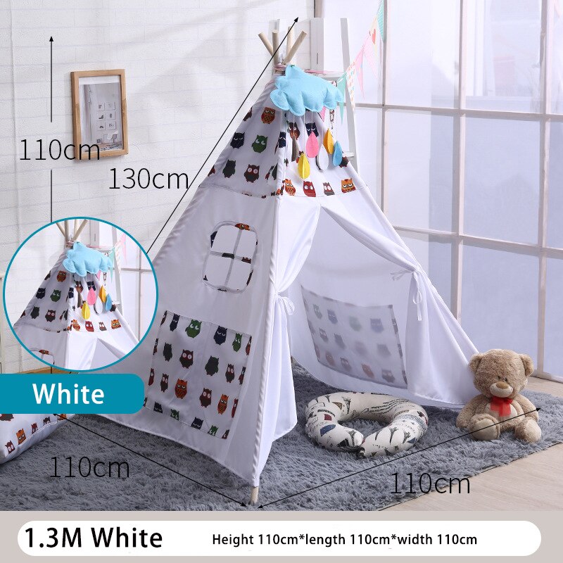 Winter Kids Tent Tipi Infantil Teepee Tent Playpen For Girls Kids Children's Room Tents Play Toys House Tent Wigwam For Children: White 1.3m