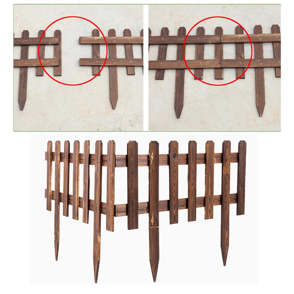 6pcs Outdoor Anticorrosive Wood Fence Carbonized Garden Solid Wood Fence Lawn Edge-inserted Fence Garden Park Fence
