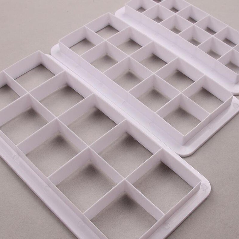 3Pcs Vierkante Cake Fondant Printen Mold Biscuit Mold Bakken Tools Cake Afdrukken Slit Film Diy Keuken Bakken Tools