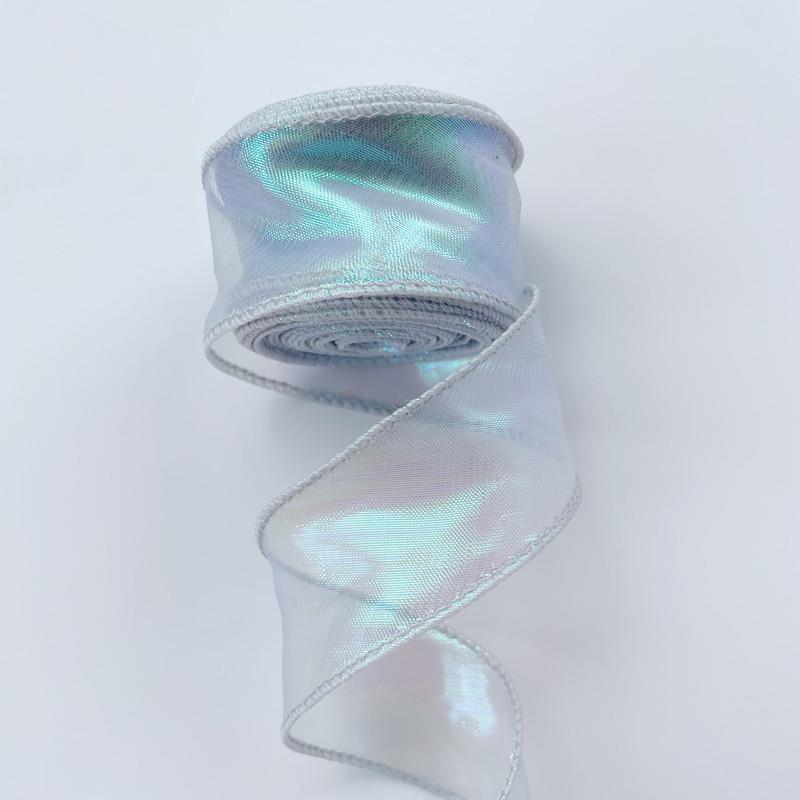 Cinta de Organza de seda con borde ondulado de arcoíris, Material de lazo, cintas de encaje, adorno para el pelo, tela de costura, decoración de ropa, 4CM/10 yardas: Latón