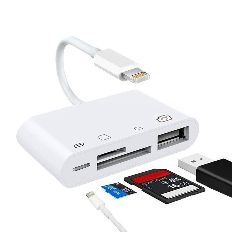 Lightning Naar Usb Camera Connection Kit 4 In 1 Sd/Tf Kaartlezer Otg Kabel Adapter Voor iphone 11 Pro Xs Max Xr 6 7