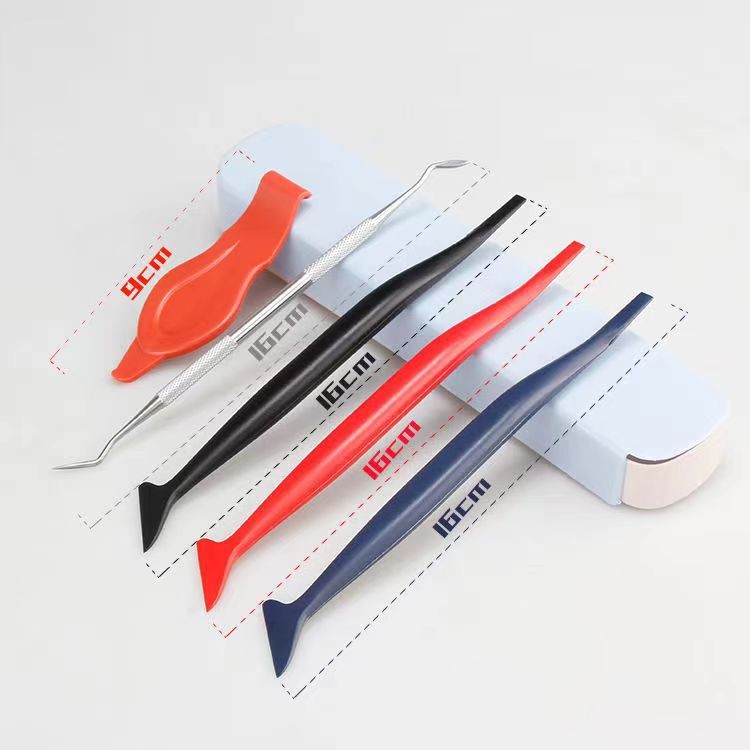 Kunaisicarbon Fiber Filmagnetische Stick Rakel Set Window Tint Wraper Autosticker Installeren Vinyl Applicator Tools Kit: Zilver