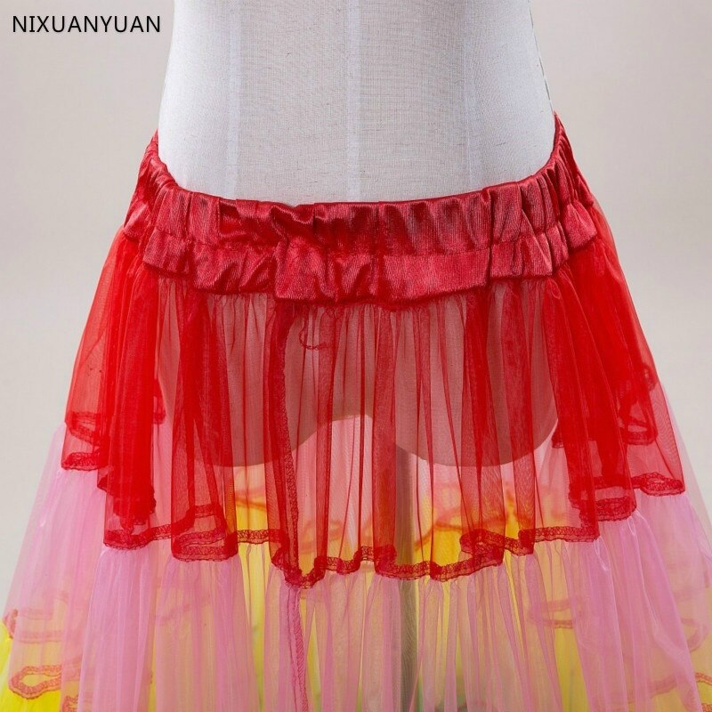 Long Multicolor Petticoat Crinoline Underskirt Hoop Slip Wedding Dress Ball Gown