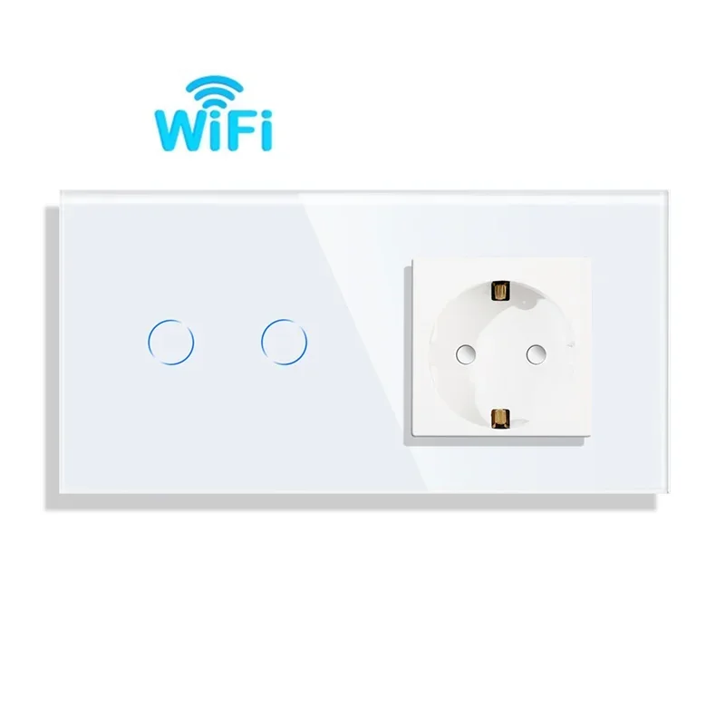 Vägguttag med usb typ c-brytare och uttag med tv-internet cat 6 -gränssnitt eu-standard vit kristallglasströmbrytare