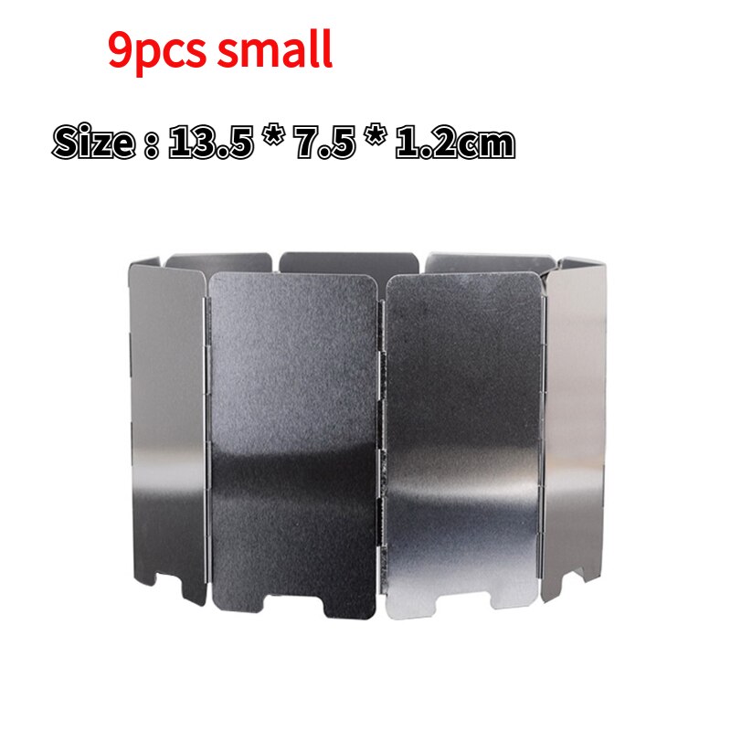 Draagbare Oven Wind Deflector Aluminium Opvouwbare Camping Gasfornuis Voorruit Platen Met Pin Opbergtas: 9pcs small