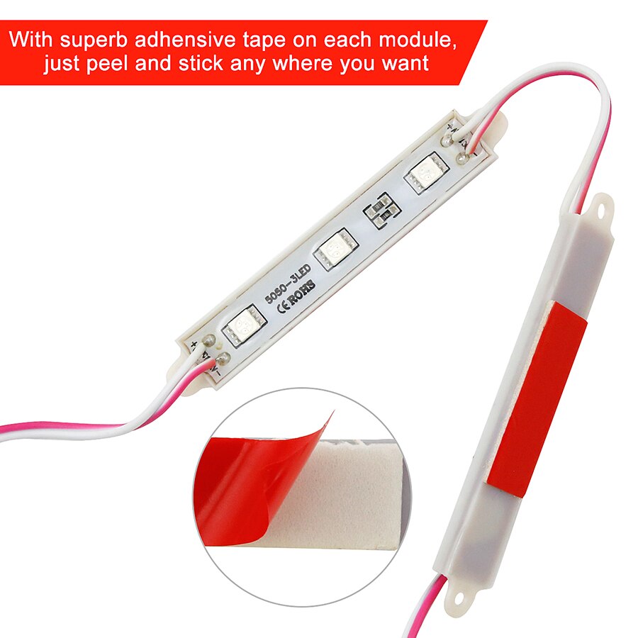 LED Modules Light SMD 5050 3 LED DC12V Waterproof Advertisement Sign Letter Storefront Strip Modules Lamp Light Red Color
