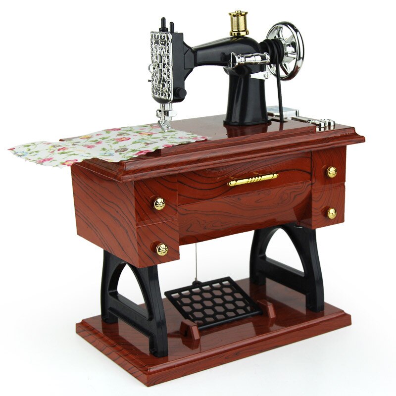 Music Box Retro Sewing Machine Shape Music Box Birthday for Girlfriends Friends Mom Small Sewing Machine Music Box