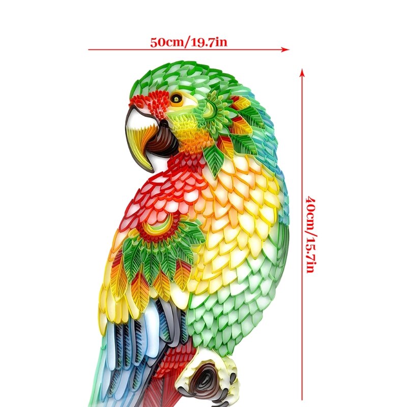 3D Rainbow Parrot Quilling Paper Filigree Painting Kit Handmade Wall Art Decal Stickers DIY Crafts for Home Decor