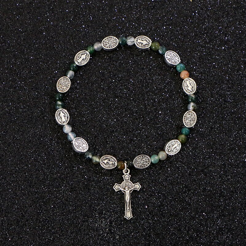 Komi nueva Metal Rosario Católico cuentas Cruz colgante pulsera para mujeres joyería brazaletes religiosos