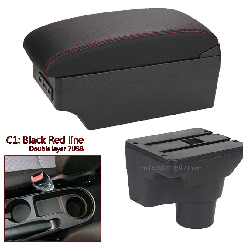 per Kia Rio 4 bracciolo per Kia Rio 4 x-linea scatola bracciolo auto Russi 2017 2018 2019 2020 2021 accessori auto interni facile da installare: C rosso linea   7USB