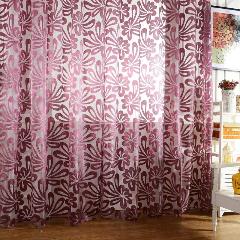 Cortinas transparentes de tul para ventana, visillo de Jacquard, geométrico, para dormitorio, sala de estar, 1 unidad