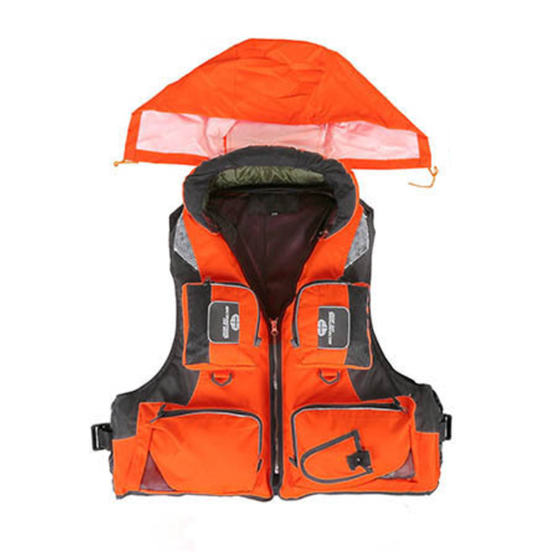 Fly Fishing Jacket Life Vest Big Buoyancy Swimming Life Jacket Outdoor Sport Survival Swim Suit Clothing Fishing Tackle: Orange / XL