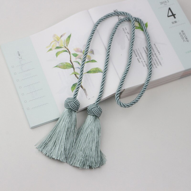 Curein – embrasses avec 2 glands à tête, Clips pour rideaux, attaches en corde, accessoires décoratifs pour la maison, 1 pièce: BLEU CIEL