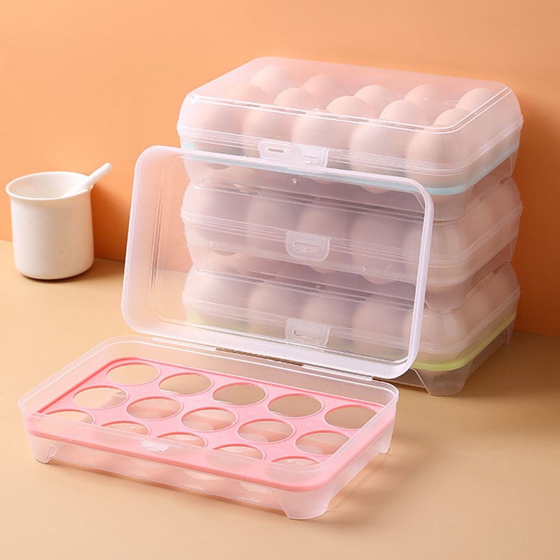 Keuken 15 Grid Koelkast Ei Doos Draagbare Voedsel Opslag Opbergdoos Plastic Transparant Ei Lade Box