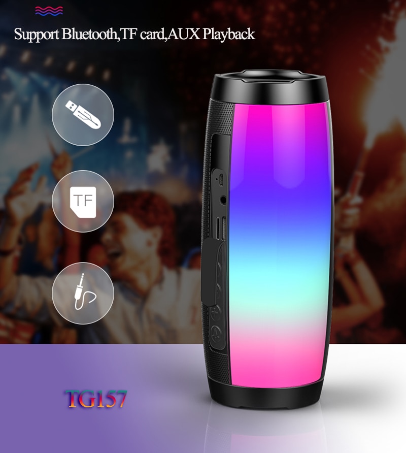 Portable Speakers Bluetooth Column Wireless Bluetooth Speaker Powerful High BoomBox Outdoor Bass HIFI TF FM Radio with LED Light