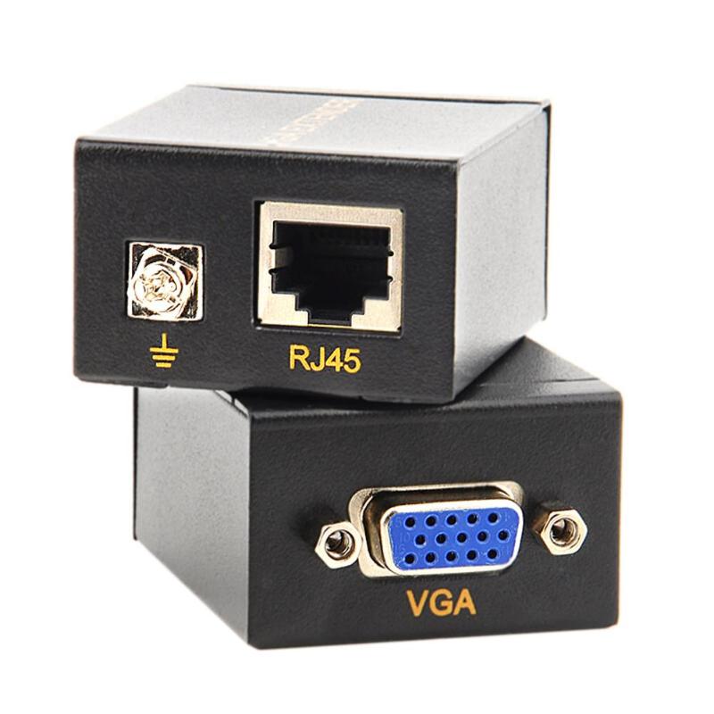 60M Vga RJ45 Signaal Extender Over Lan Ethernet Zender Ontvanger Adapter Voor Pc Video Transmissie