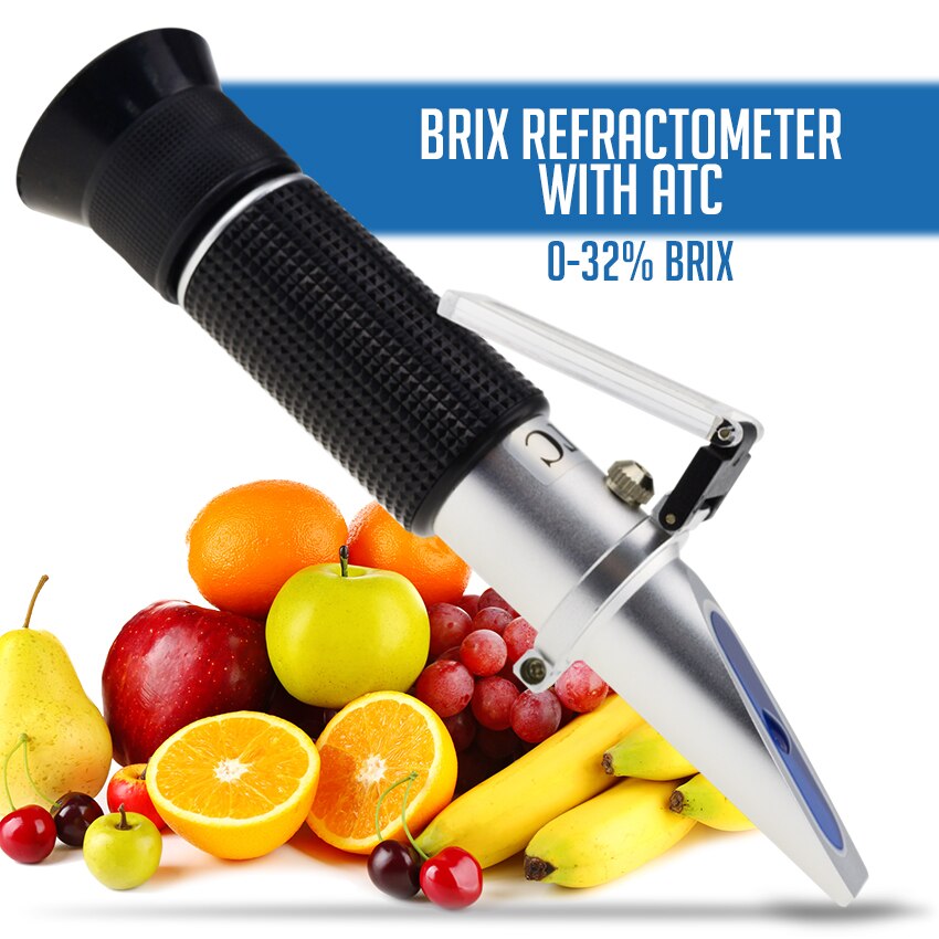 0-32% Brix Refractometer ATC High-Concentrated Sugar Solution Content Test Tool 0.2% Division, Homebrew Tester Meter
