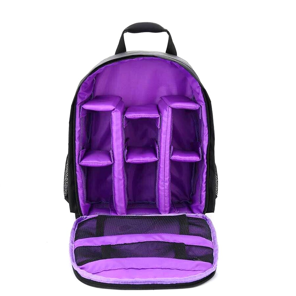 Multi-functional Camera Backpack Video Digital DSLR Bag Waterproof Outdoor Camera Photo Bag Case for Nikon Canon Sony Photo Bag: A-Purple