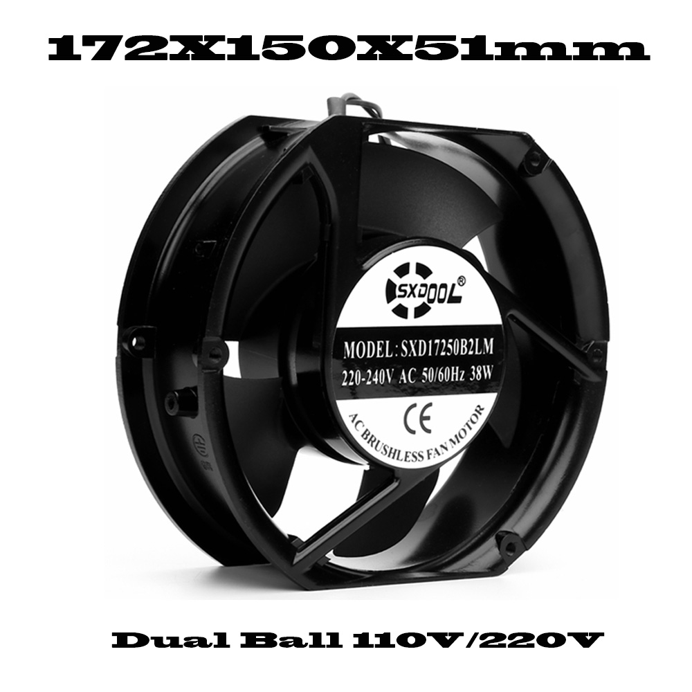 AC 110V 115V 220V 230V 80mm 92mm 110mm 120mm 150mm 172mm 200mm Industrial Case Cabinets Cooling Fan Dual Ball Bearing 2 Wire: 1mm / GRAY