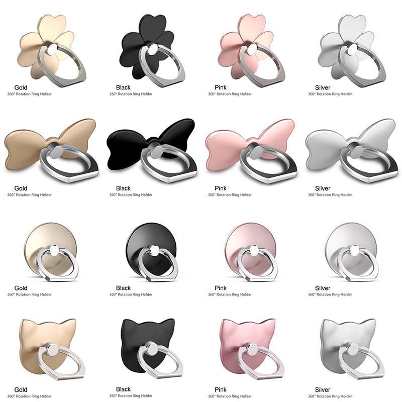 Universel téléphone porte-anneau anti-dérapant doigt porte-anneau mignon chat/fleur métal poignée Support téléphone Mobile Support en plastique pour tablette