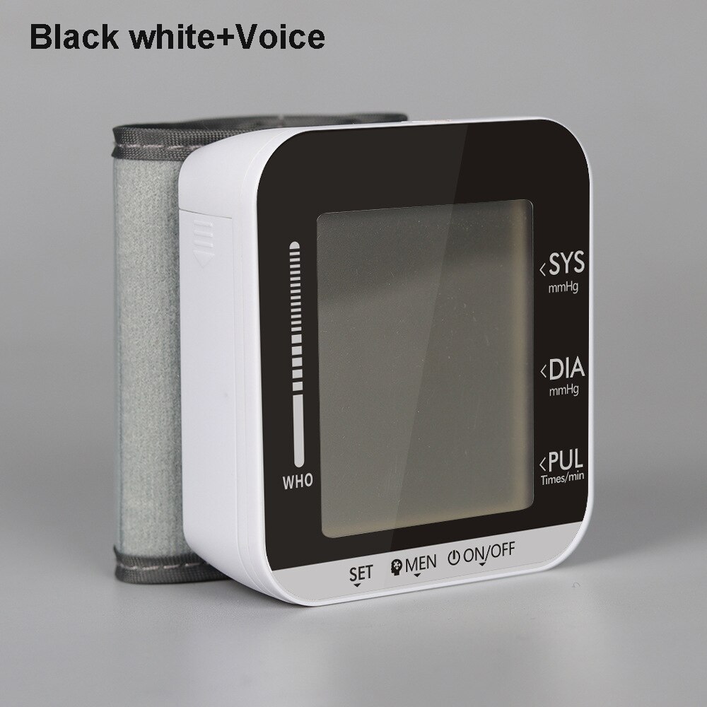 Smart Watch Blood Pressure Monitoring Electronic Wrist Pulse Sphygmomanometer Digital BP Monitor Detector for Healthcare: Blackwhite Voice