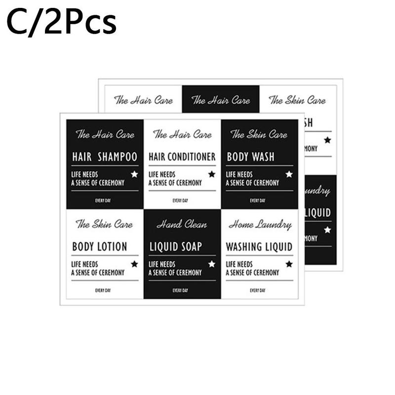 Soap Bottle Label Sticker Set Bathroom Shampoo Lotion Dispenser Labels Waterproof Self-adhesive Identification Sticker: C