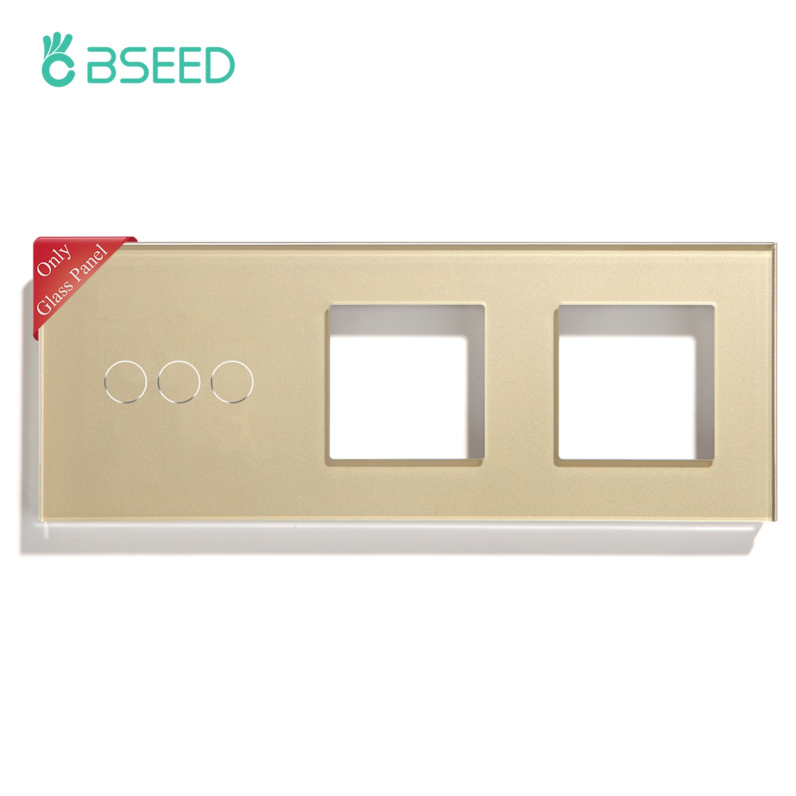 Bseed EU Standard Kristall Glas Schalter Rahmen Selbst Steckdose DIY Teil Heimwerker Weiß Schwarz Glod Grau 228mm: Gold 3 Gang  Rahmen