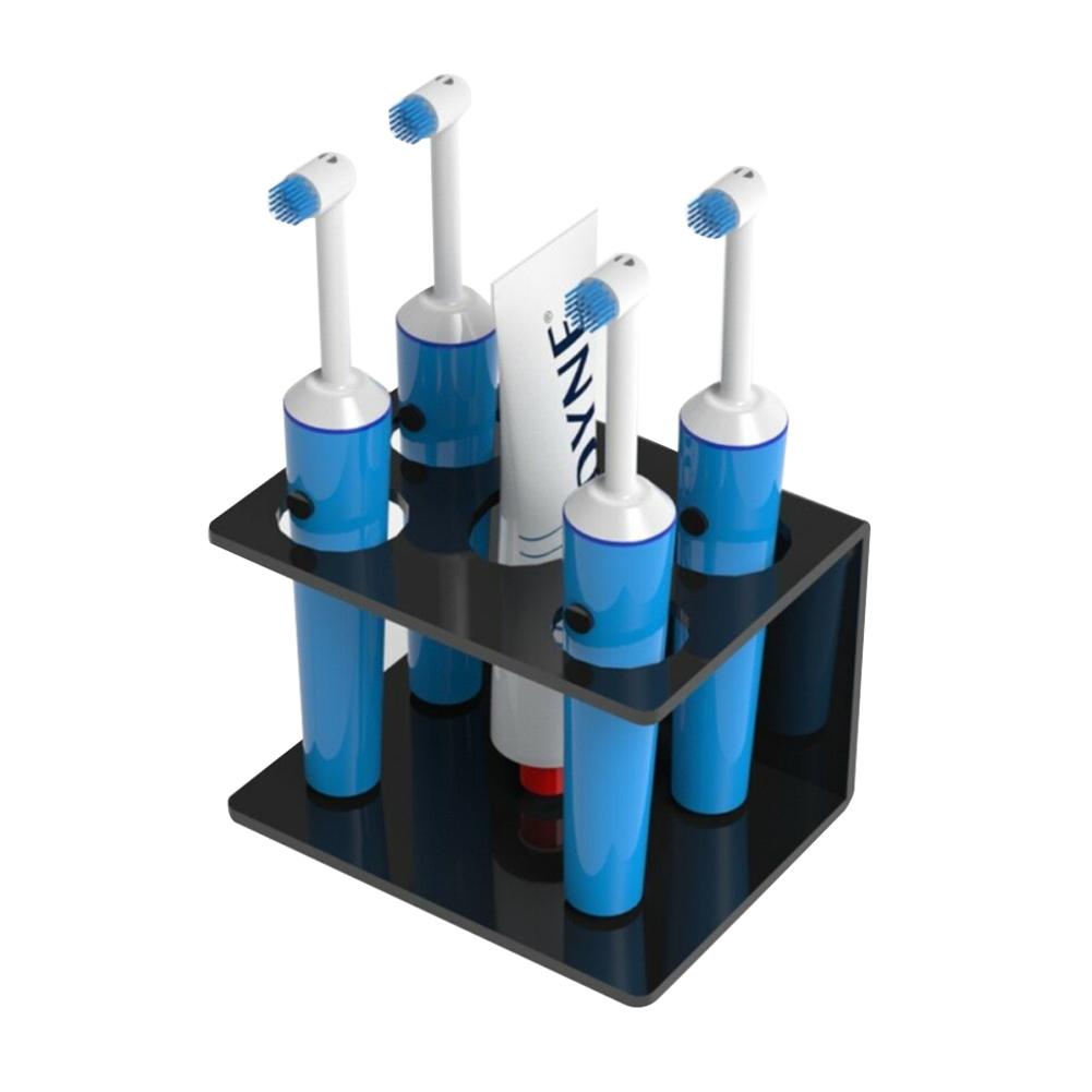 Acryl Arbeitsplatte Zahnpasta Lagerung Gestell Elektrische Augenbraue Bleistift machen-hoch Pinsel Schlecht Lagerung Halfter mit 4 Zahnbürste Löcher: Schwarz