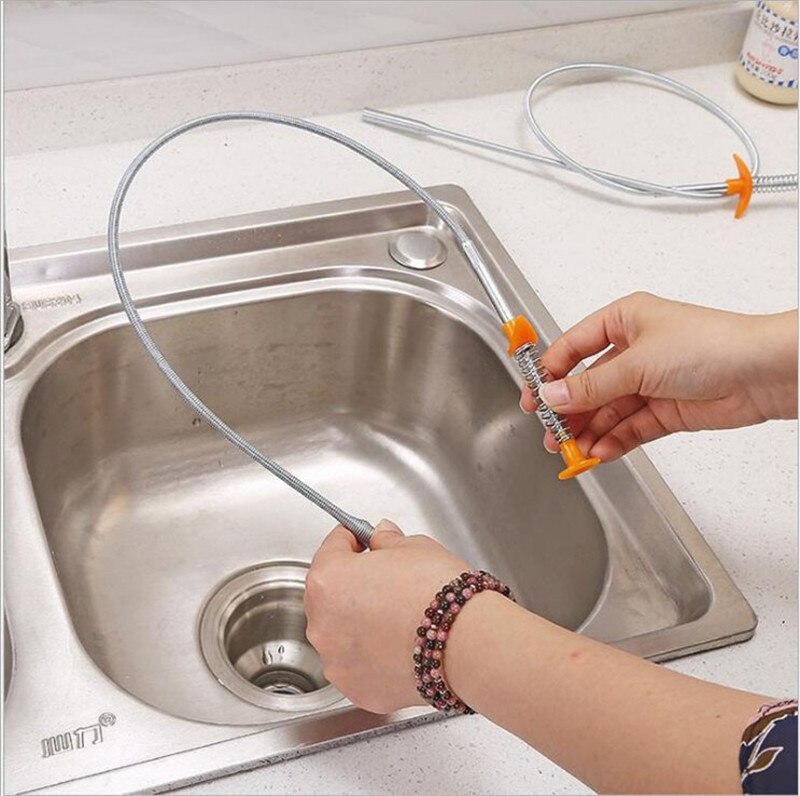 90/60cm Snake Spring Pipe Dredging Tool Sewer Pipe Unblocker Kitchen Bathroom Sewer Cleaning Tool Home Accessories