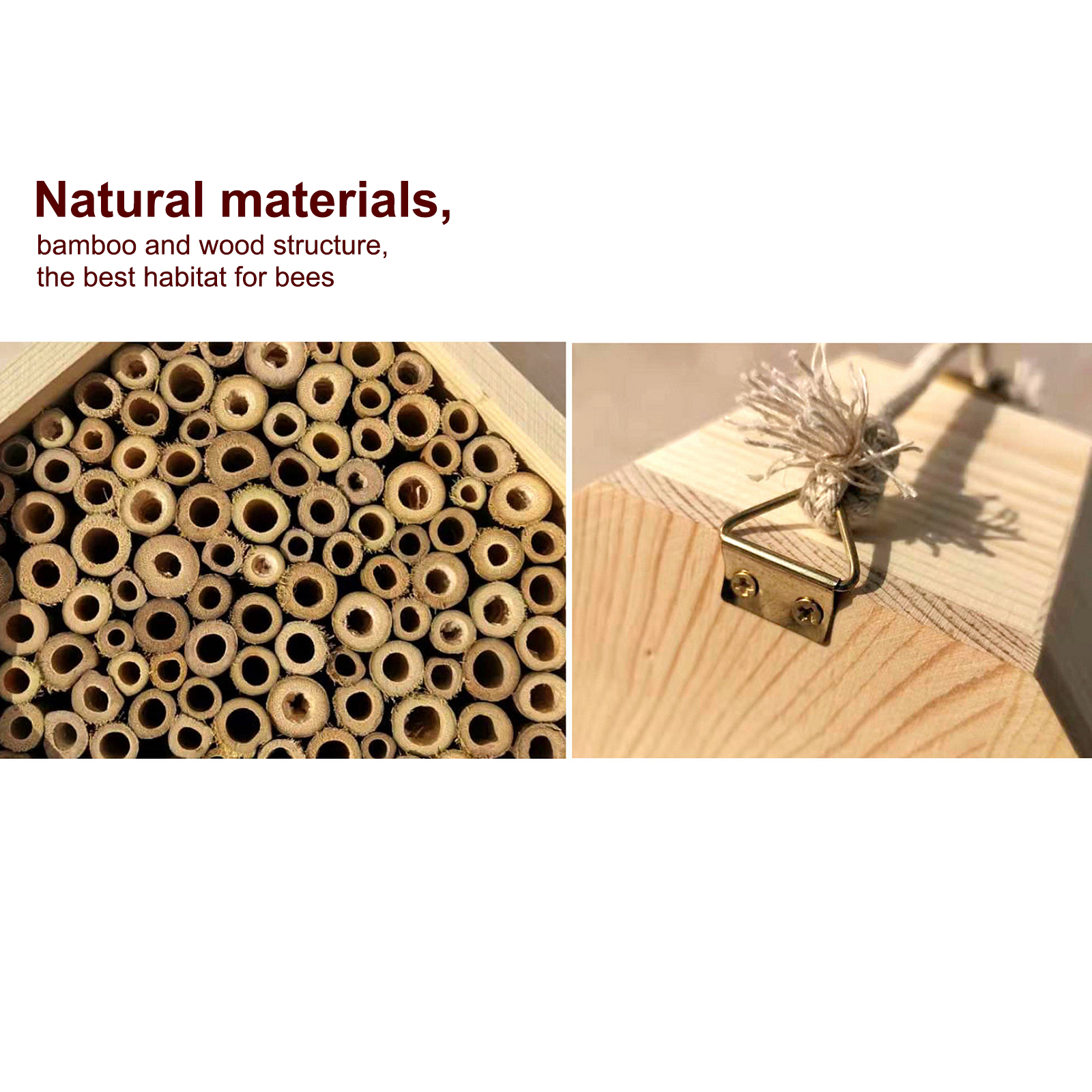 1 PC Honeycomb Natural Bamboo Wooden Insect Bee House 5.9" Small Bee Habitat Bee Hive for Outdoor Garden Yards Decoration