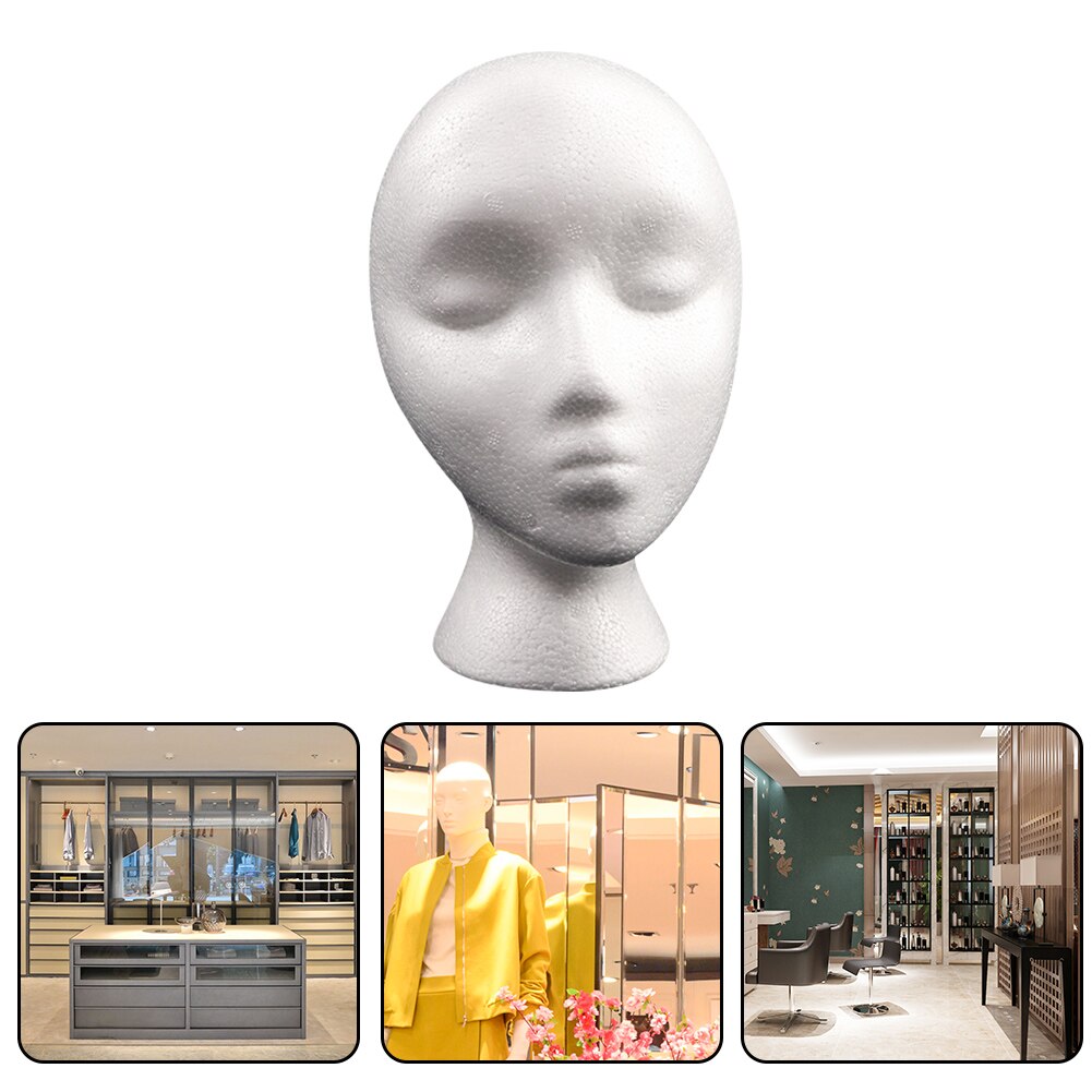 Tête de Mannequin en polystyrène, accessoires en mousse pour chapeaux, perruques, lunettes, casquette, présentoir