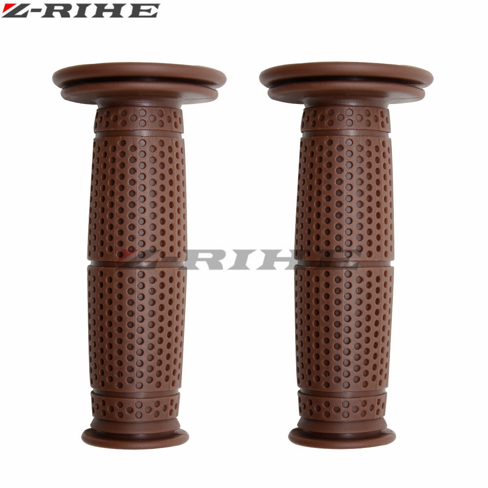 7/8 "22 cm Motorcycle Hand Grips Retro Handvat Rubber Bar Gel Grip voor Triumph Street Scrambler Vespa GTS 300 piaggio Moto Guzzi: brown