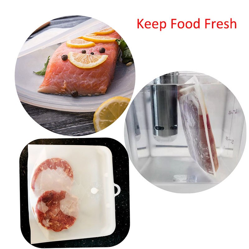 Reusable Silicone Food Bag Leakproof Storage Bag Food-grade Silicone Fresh Bag Containers Food Freezer Snack 500ml/1000ml/1500ml