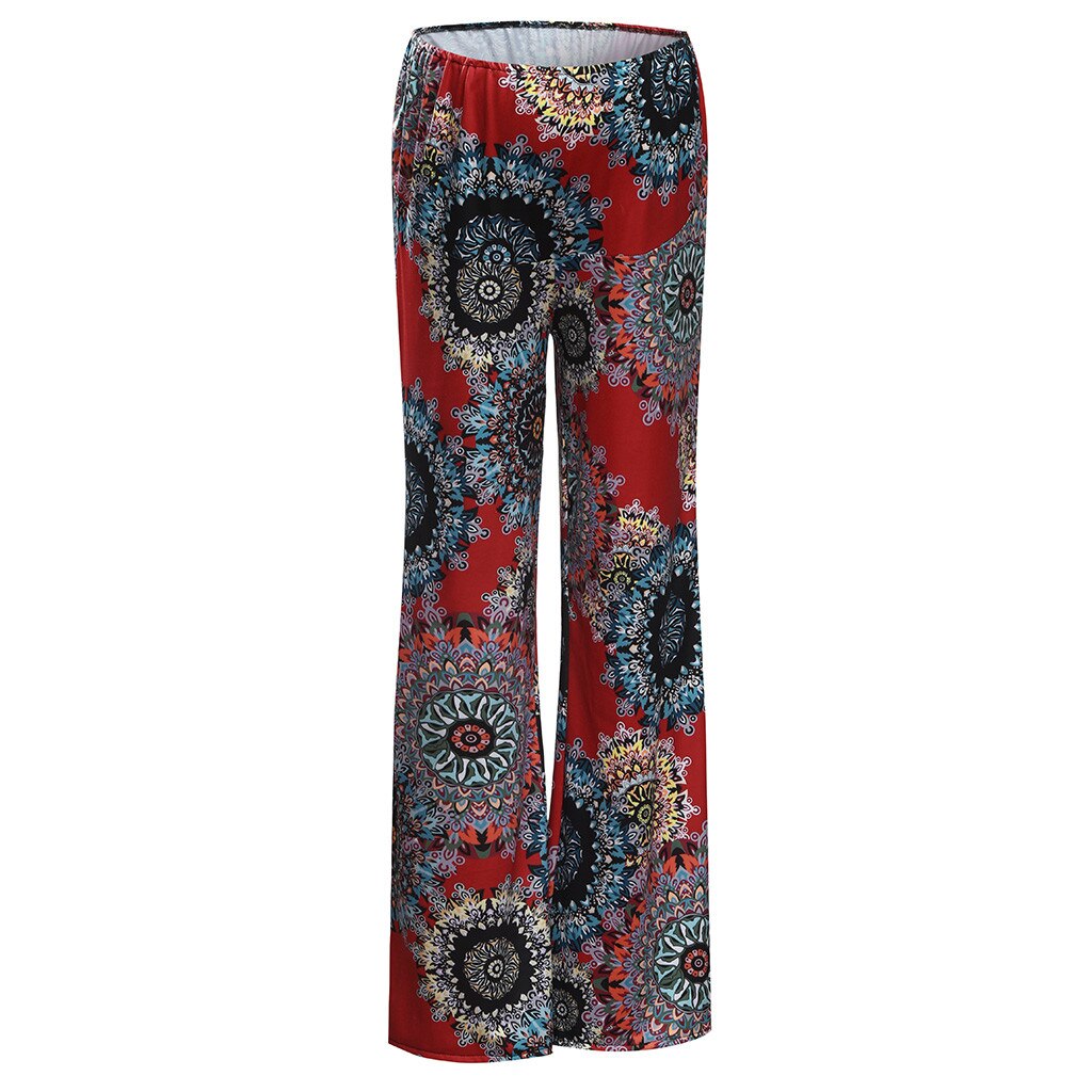 Women's Maternity Pants Wide Straight Lounge Pants Printing Stretch Pregnancy Trousers Loose Wide Leg Pants: RD / M