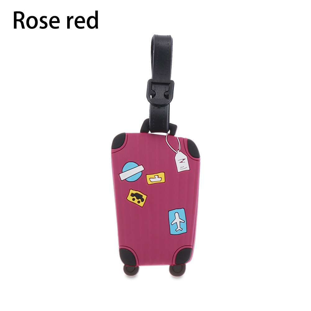 1PC Reizen Accessoires Bagage Tags Koffer Label Handtas Hanger Creatieve Instapkaart Cartoon Bagage Tags Adres Holder: rose red