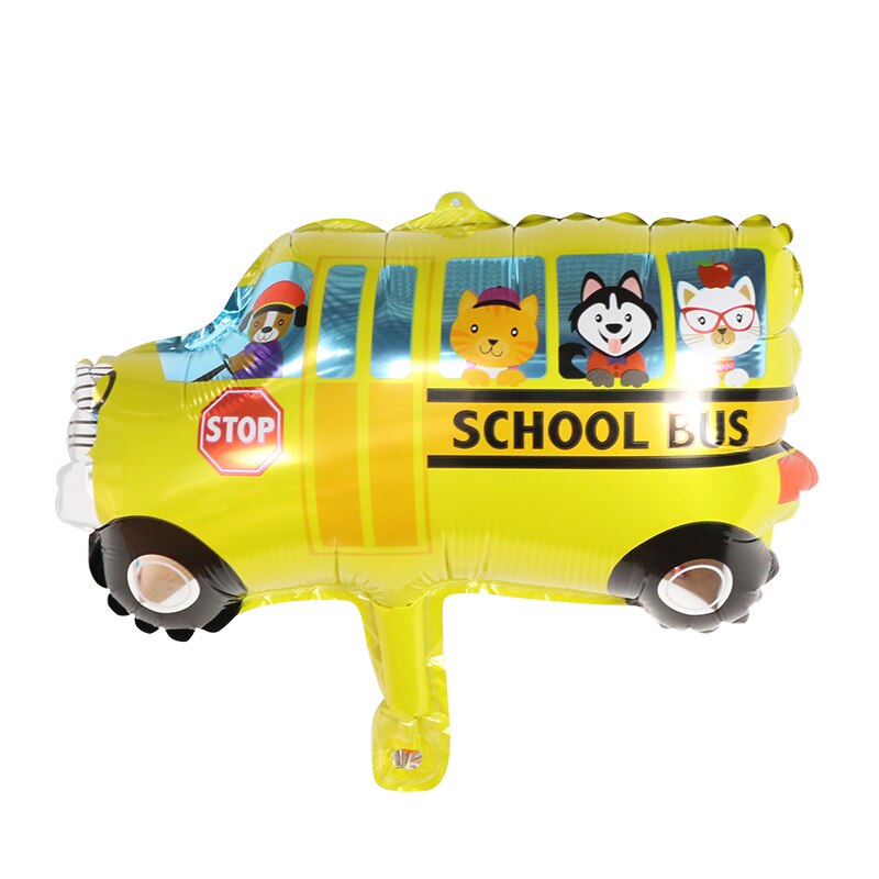 10 pçs mini carro dos desenhos animados balões caminhão de bombeiros trem ambulância globos presentes das crianças festa de aniversário decorações do chuveiro do bebê decoração: School bus