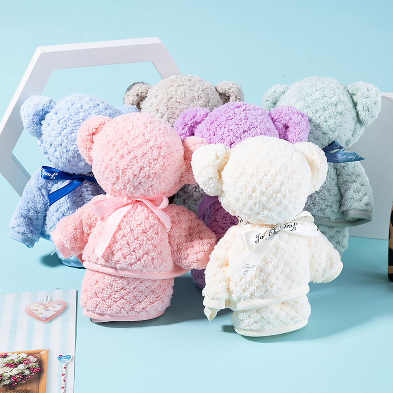Cute Bunny Rabbit Shape Towel Super Absorbent Baby Bath Towel Thick Soft Bathroom Towels Comfortable Doll Bath Towels
