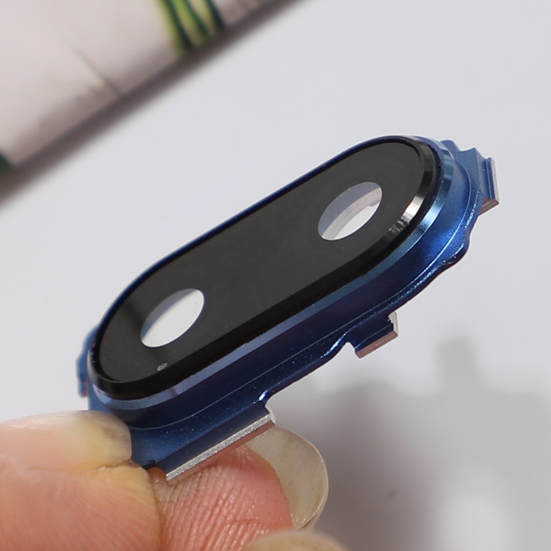 Original para xiaomi redmi nota 7 pro/note7 lente da câmera de vidro com moldura titular reparação traseira habitação capa peças reposição