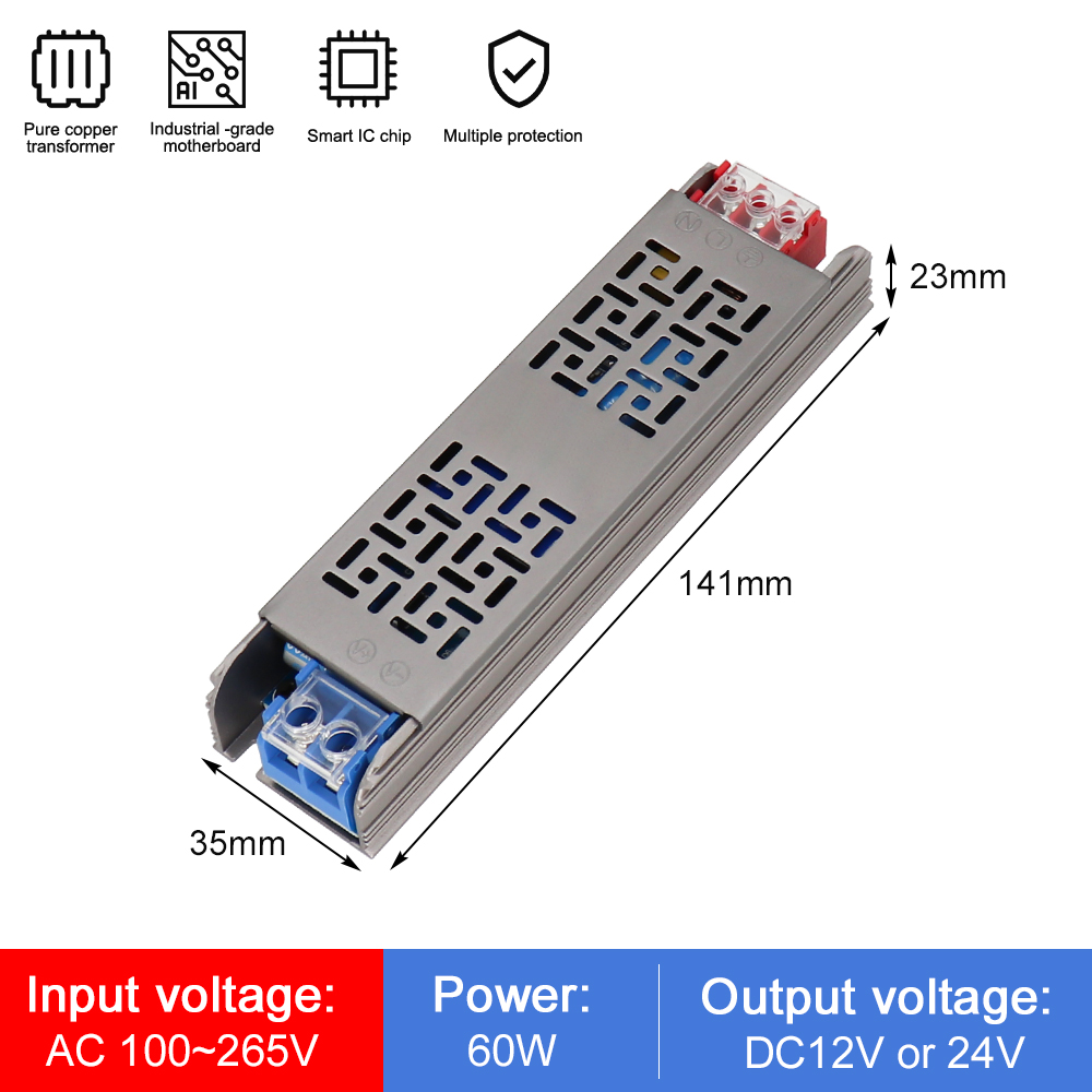 Full Watt Led Voeding Koperen Omhulsel Stille Ac Naar Dc 110V 220V Converter 60W 100W 200W 300W 400W Led Transformator 12V 24V: Beige / 230v
