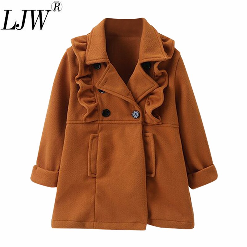 Abrigo de lana para bebé y niña, de Lana, abrigo largo medio de color sólido para tiempo libre, chaqueta cálida de otoño, ropa para niños de edad,